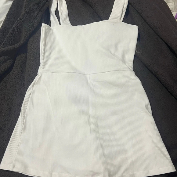 NWT White Rib Square Neck Active Dress with shorts Size xl PINK/Victorias Secret - Picture 3 of 7